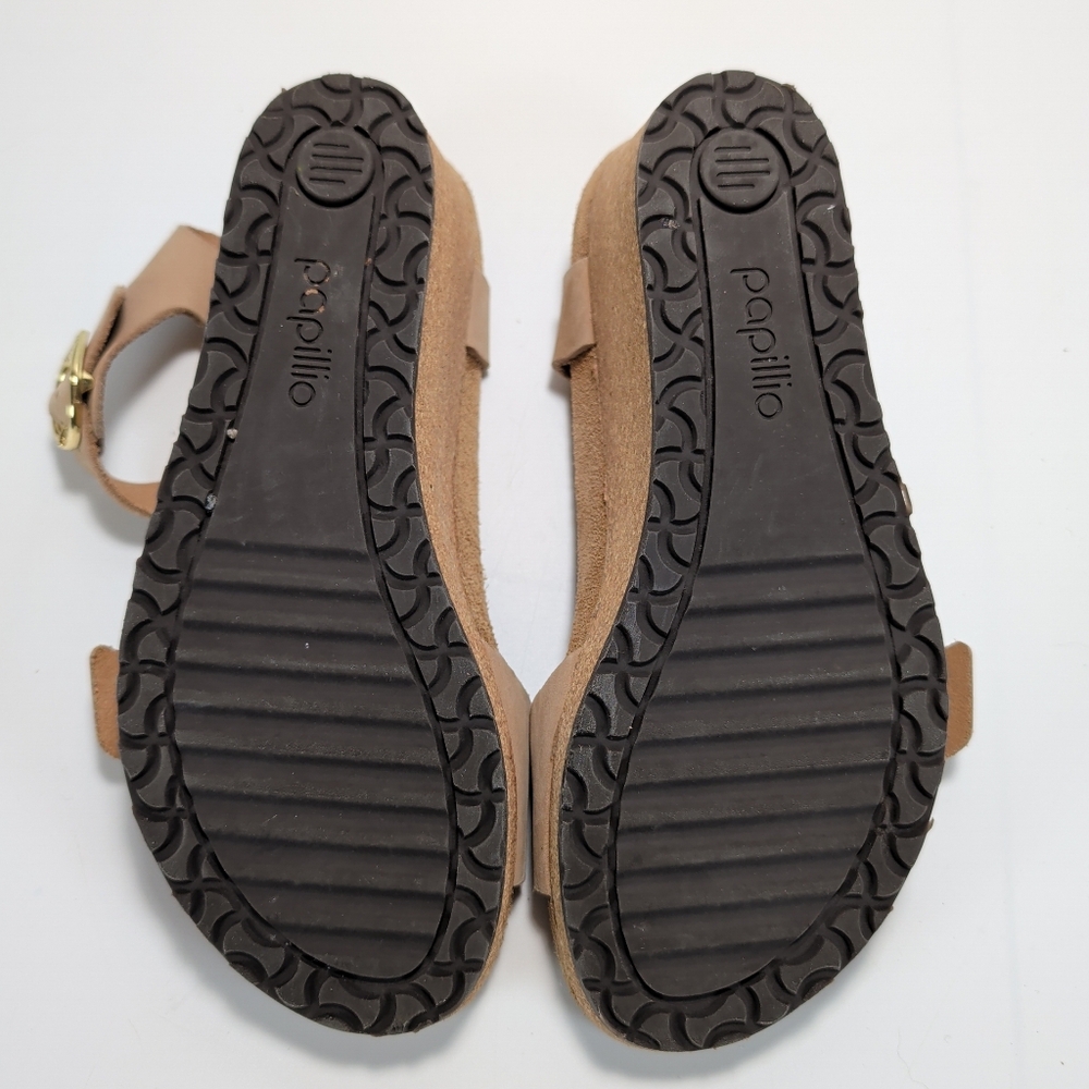 Birkenstock Papillio Soley Nubuck Leather Strappy Wedge Sandals - Sandcastle - Picture 8 of 11